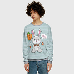 Свитшот мужской Милый зайка с шариком-морковкой, цвет: 3D-меланж — фото 2