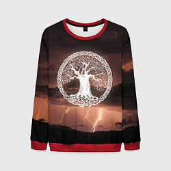 Свитшот мужской Yggdrasil white rune, цвет: 3D-красный