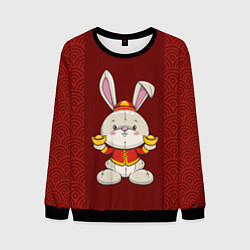 Свитшот мужской Китайский кролик, цвет: 3D-черный