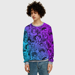 Свитшот мужской Ахегао красивый неон, цвет: 3D-меланж — фото 2
