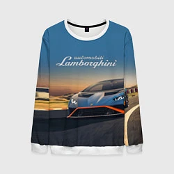 Свитшот мужской Lamborghini Huracan STO - car racing, цвет: 3D-белый