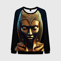 Мужской свитшот Нейросеть - золотая статуя египетской царицы