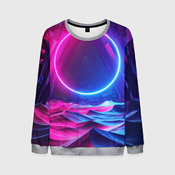 Свитшот мужской Круг и разноцветные кристаллы - vaporwave, цвет: 3D-меланж