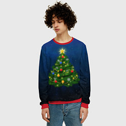 Свитшот мужской Новогодняя елка с яркой звездой, цвет: 3D-красный — фото 2