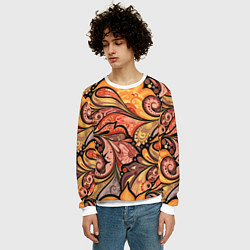 Свитшот мужской Multicolored branching floral patterns, цвет: 3D-белый — фото 2