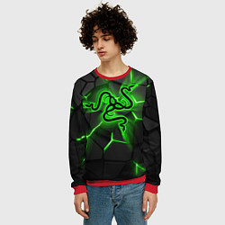 Свитшот мужской Razer neon logo, цвет: 3D-красный — фото 2