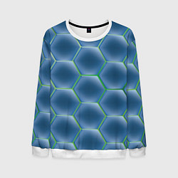 Свитшот мужской Синии шестигранники, цвет: 3D-белый