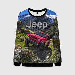 Свитшот мужской Chrysler Jeep Wrangler Rubicon - горы, цвет: 3D-черный