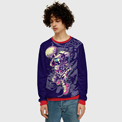 Свитшот мужской Космонавт с луной, цвет: 3D-красный — фото 2