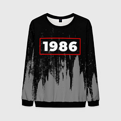 Свитшот мужской 1986 - в красной рамке на темном, цвет: 3D-черный