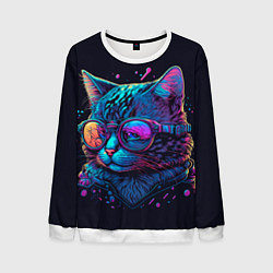 Мужской свитшот Кот неоновый