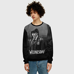 Свитшот мужской Wednesday черно-белый стиль, цвет: 3D-черный — фото 2