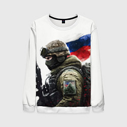 Свитшот мужской Русский воин патриот, цвет: 3D-белый