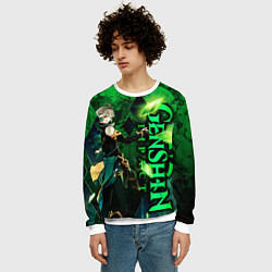 Свитшот мужской Аль-Хайтам - genshin impact, цвет: 3D-белый — фото 2