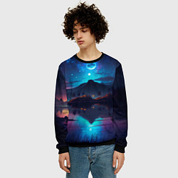 Свитшот мужской Ночное небо, пейзаж, цвет: 3D-черный — фото 2