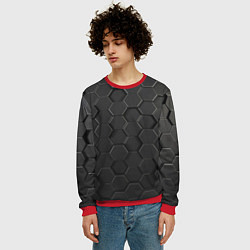 Свитшот мужской Abstraction hexagon grey, цвет: 3D-красный — фото 2