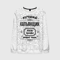 Мужской свитшот Лучший кальянщик - 100% профи на светлом фоне