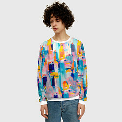 Свитшот мужской Живописные мазки краски, цвет: 3D-белый — фото 2