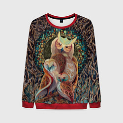 Свитшот мужской Семейство лунных сов, цвет: 3D-красный