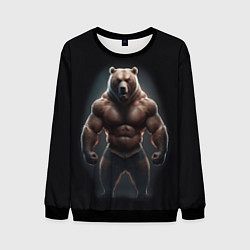 Свитшот мужской Сильный медведь спортсмен, цвет: 3D-черный