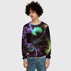 Свитшот мужской Магические фиолетовые волны и цветные космические, цвет: 3D-меланж — фото 2