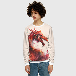 Свитшот мужской Живописный красный дракон, цвет: 3D-белый — фото 2