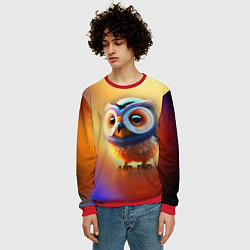 Свитшот мужской Яркая совушка, цвет: 3D-красный — фото 2