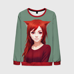 Свитшот мужской Cute Catgirl, цвет: 3D-красный