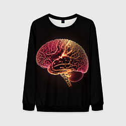 Свитшот мужской Нейронный неоновый мозг, цвет: 3D-черный