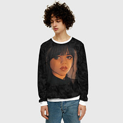 Свитшот мужской Портрет Уэнздей Аддамс, цвет: 3D-белый — фото 2