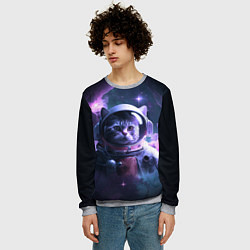 Свитшот мужской Котик космонавт, цвет: 3D-меланж — фото 2