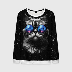 Свитшот мужской Кот видит млечный путь, цвет: 3D-белый