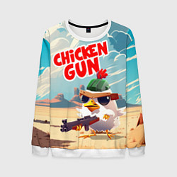 Свитшот мужской Chicken Gun, цвет: 3D-белый