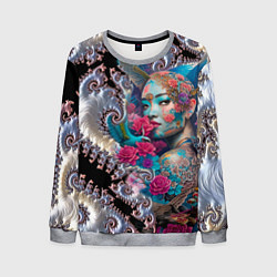 Свитшот мужской Japanese beauty - irezumi, цвет: 3D-меланж