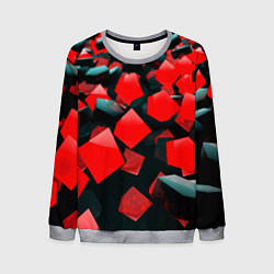 Свитшот мужской Черно красные кубы, цвет: 3D-меланж