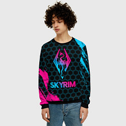 Свитшот мужской Skyrim - neon gradient, цвет: 3D-черный — фото 2