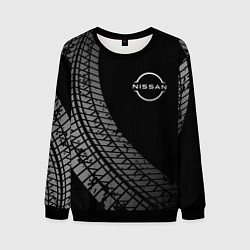 Свитшот мужской Nissan tire tracks, цвет: 3D-черный