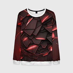 Свитшот мужской Красные элементы с неоновым свечением, цвет: 3D-белый