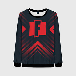 Свитшот мужской Красный символ Fortnite на темном фоне со стрелкам, цвет: 3D-черный