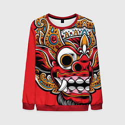 Свитшот мужской Barong - Bali - tattoo, цвет: 3D-красный