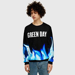 Свитшот мужской Green Day blue fire, цвет: 3D-черный — фото 2