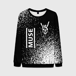 Мужской свитшот Muse и рок символ на темном фоне