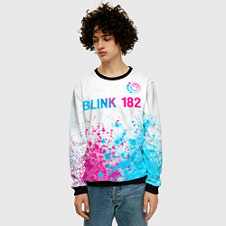 Свитшот мужской Blink 182 neon gradient style: символ сверху, цвет: 3D-черный — фото 2