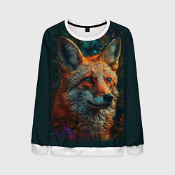 Свитшот мужской Лис в цветах, цвет: 3D-белый