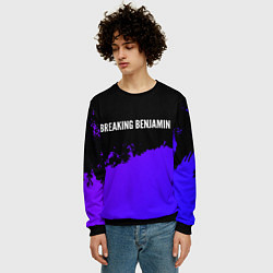 Свитшот мужской Breaking Benjamin purple grunge, цвет: 3D-черный — фото 2