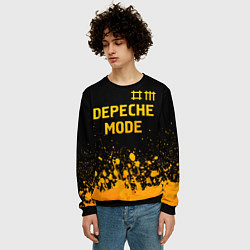 Свитшот мужской Depeche Mode - gold gradient: символ сверху, цвет: 3D-черный — фото 2