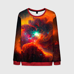 Мужской свитшот Небула в космосе в оранжевых тонах - нейронная сет
