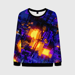Свитшот мужской Фиолетовая и оранжевая схема, цвет: 3D-черный
