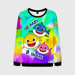 Свитшот мужской Baby Shark Brooklyn and friends, цвет: 3D-черный