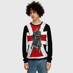 Свитшот мужской Рыцарь на фоне мальтийского креста, цвет: 3D-черный — фото 2
